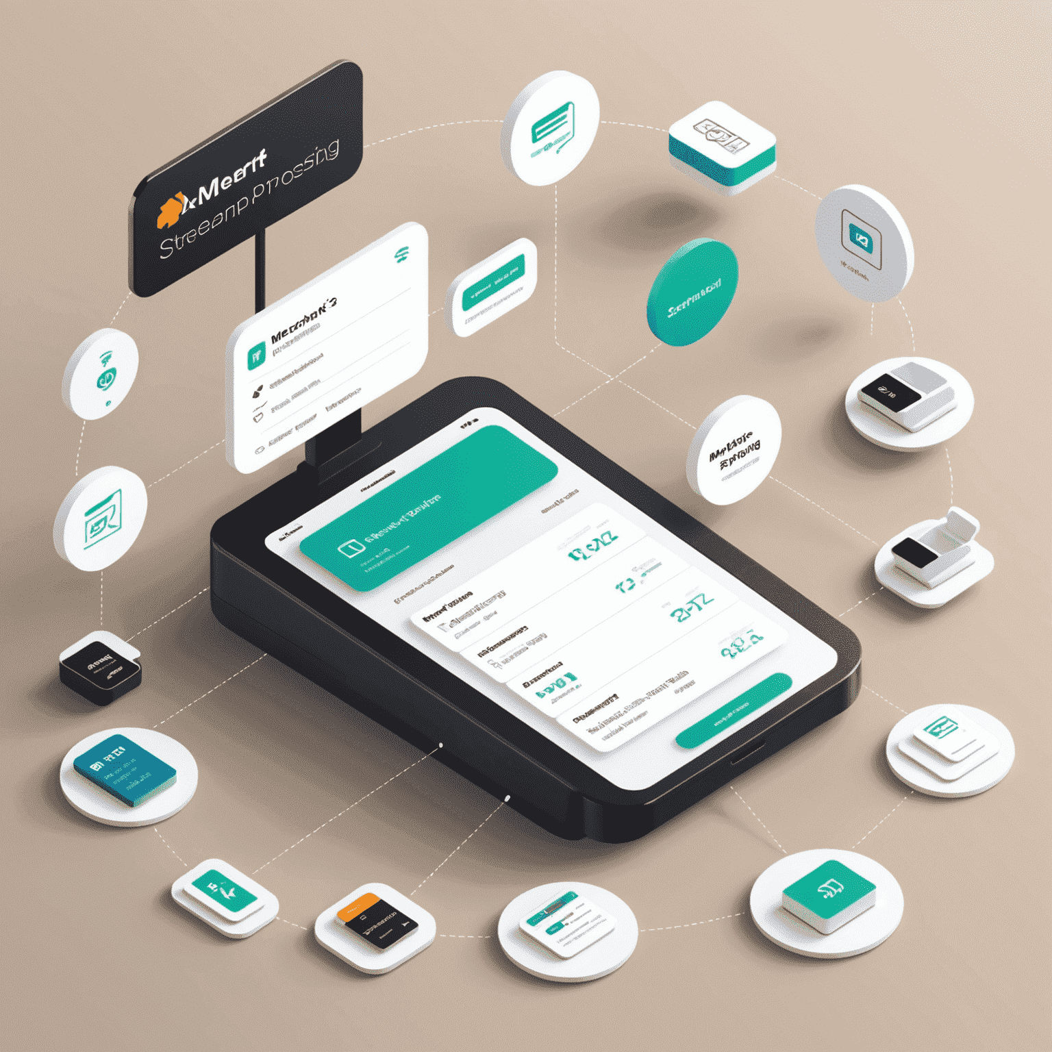 A visual representation of MX Merchant's streamlined payment processing workflow, showing simplified steps and automated features